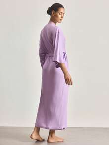 Ocili Comfortable Lace Robe For Women - Mauve Purple - View 3