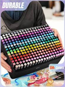 12/24/36/48/60/80/120/168PCS Dual Tip Art Markers For Artists Sketching Coloring Highlights Illustration Anime Design Fine Tip Brush Chisel Point Alcohol Ink Pens For Drawing Manga Professional Sketch Markers - Multi-piece marker - View 1