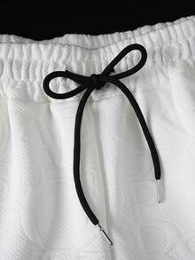 Manfinity Joysei Men's Letter Jacquard Tank Top And Shorts Casual Set - White - View 6