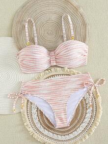 Swim Lushoire Bộ đồ bơi nữ mới với chất liệu đặc biệt, điểm nhấn là hạt cườm kim loại. - Màu Hồng baby - Xem 8