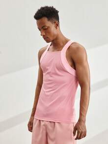 Driftmere 2 Packs Men's Solid Ribbed Casual Versatile Tank Top Ribbed Tank Top Pink And White Tank Tops Tank Tops Pack Square Neck Tank Top - Multicolor - View 7