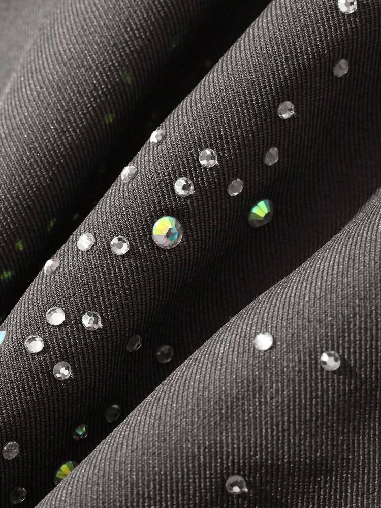 Rhinestone Embellished A-Line Mini Skirt, Elegant Summer Holiday Skirt For Women