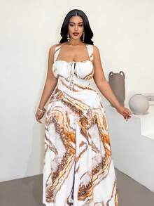 Maweii Plus Size Sleeveless Casual Vacation Fashionable Printed Chic Dress - Multicolor - View 2