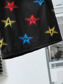 6件套青少年男童简约时尚黑色、灰色、蓝色字母印花短袖T恤和短裤睡衣套装 - 彩色 - 查看 7