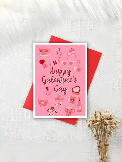 1PC Happy Galentine Day Card Galentine Card Best Friend Valentine Day Card Sister Love You Bestie With Envelope