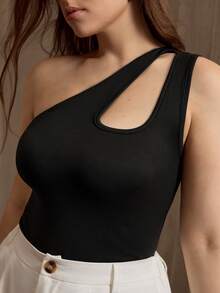 Flouryn New Spring/Summer Asymmetrical Shoulder Brown Fitted Top And Shorts 2 Pieces Set, Plus Size Gym - Multicolor - View 6