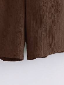 SHEIN JORESS Quần short nữ cỡ lớn màu trơn, kiểu dáng thường ngày, đa năng, thích hợp mặc hàng ngày, mùa hè. - Cà phê nâu - Xem 4