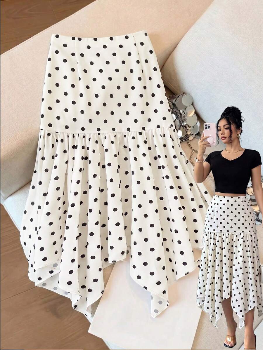 GlowEve 波点高腰女式半身裙 - 彩色 - 查看 1