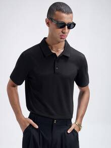 NobleFwd Men's Summer Solid Short Sleeve Casual Polo Shirt For Commute - Black - View 1