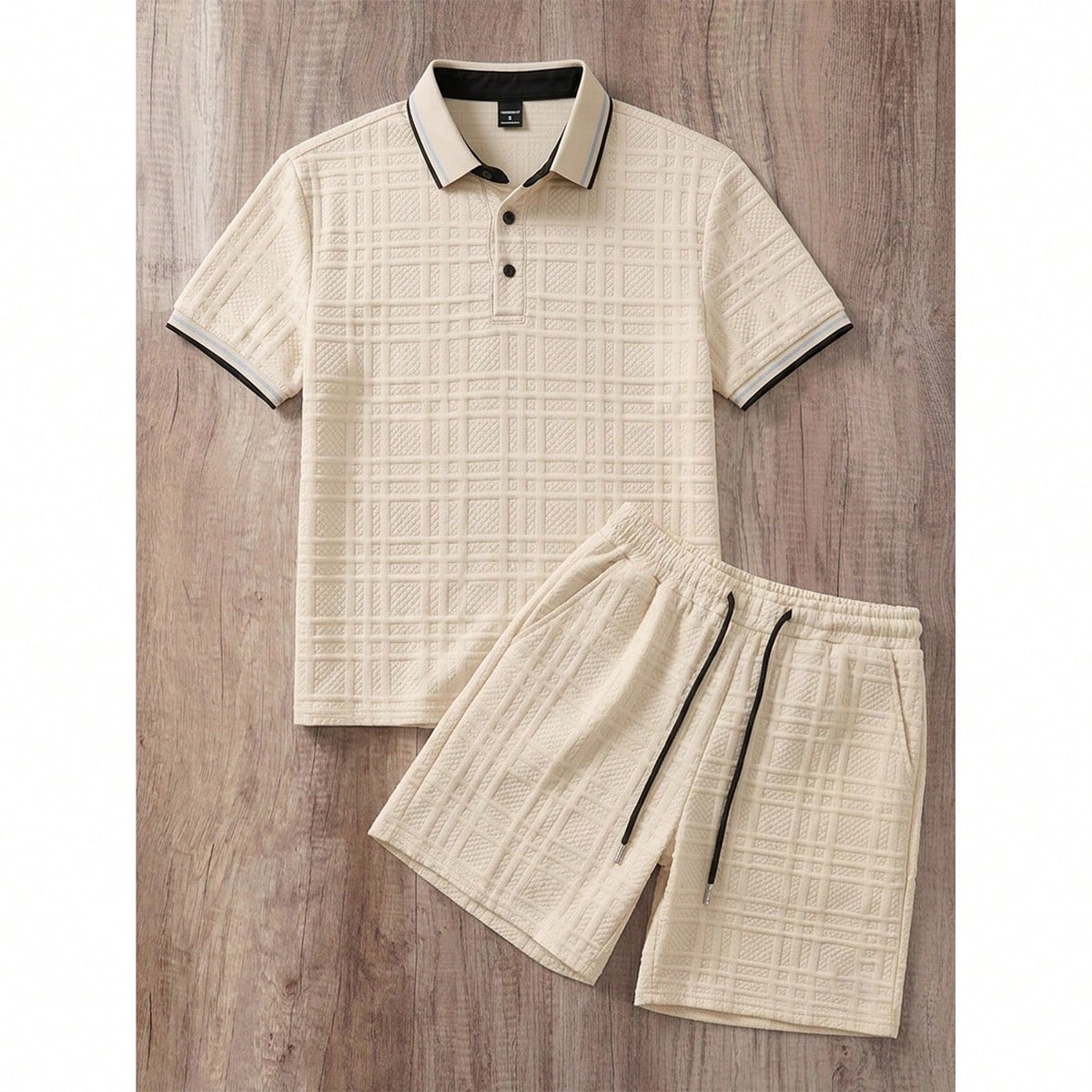 Conjunto de camisas polo de hombre con cuello de canalé, textura de jacquard y 3 botones, de unicolor