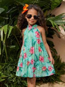 SHEIN 少女无袖碎花修身休闲连衣裙 - 彩色 - 查看 4