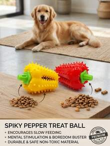 PETSIN 1 Quả bóng nhỏ hình giọt tiêu bằng chất liệu TPR, đồ chơi cho chó gặm, bàn chải đánh răng, đồ chơi đánh hơi cho thú cưng, đồ chơi giúp chó tự giải trí và thư giãn. - Nhiều màu - Xem 5