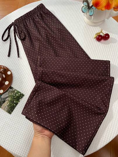 Elamini Đầm dài chấm bi cổ điển, kiểu dáng thường ngày, thích hợp cho mùa xuân/hè.