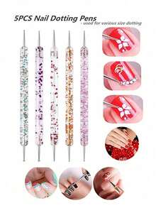 Bộ 8 cọ vẽ móng acrylic hình hoa, thiết kế chuyển màu, cán gỗ, đầu mảnh, hai đầu, dụng cụ vẽ móng nghệ thuật cho salon và nhà, tự làm móng. - Nhiều màu - Xem 8