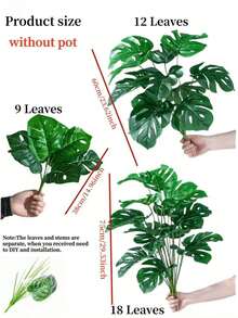 1 pieza Árbol artificial de bambú de ratán de 38CM, 60CM, 75CM con hojas de palma de plástico verde para decoración del hogar, jardín, cocina, oficina, boda, fiesta, interior y exterior, regalo - Verde - Ver 2