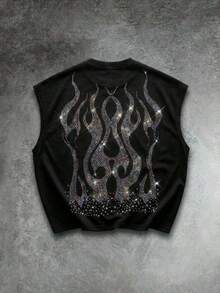 男士针织时尚休闲宽松无袖背心 - 金色 - 查看 1