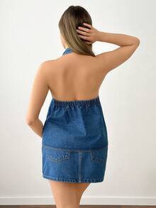 EURMUSE Top & Skirt Two Pieces Denim Set - Medium Wash - View 2