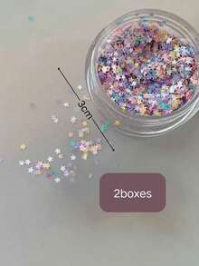 2盒 1mm 原創設計美甲愛心亮片亮粉糖果彩色愛心水鑽，甜美仙系美學閃亮裝飾元素，DIY美甲、假指甲貼片、穿戴甲手工製作禮物配件 - 彩色 - 查看 2