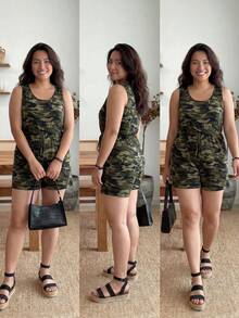 Enliva Plus 迷彩印花抽绳腰部连体衣，夏季 - 彩色 - 查看 4