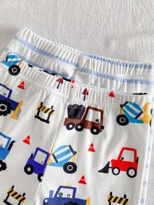SHEIN 4pcs/Set Piyama Anak Laki-Laki Motif Kartun Mobil Lucu, Pas Badan, Kasual, Pakaian Rumah Musim Panas - MultiWarna - View 4