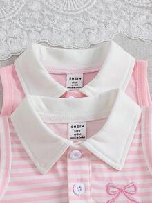 SHEIN 女婴蝴蝶刺绣拼接彩色休闲连衣裙，适合日常穿着、外出和度假 - 彩色 - 查看 9