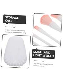 5Pcs 1Set White Shell Pattern Makeup Brush Set With Mirror Portable Mini Makeup Brush Boxed Multi Function Paint Powder Blusher Brush Professional Makeup Kit Complete Makeup Gift Set - Multicolor - View 5