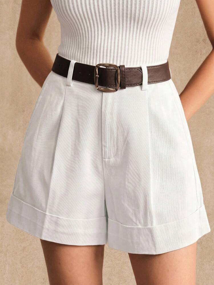 Fashionable And Modern Commuter Elegant Military Green Wide Leg Shorts, Suitable For Festival, Going Out, Summer Outfits For Women In Fall, Autumn, Summer, Elegant, Chic, Casual