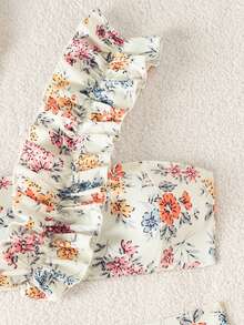 Swim Vcay Women's Summer Vacation Beach Casual Halter Floral Print Top And High Waist Floral Print Bikini Bottoms 2-Piece Swimwear - Multicolor - View 3