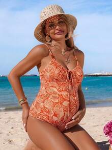 SHEIN 26SS 夏季海滩度假波西米亚风奢华孕妇连体泳衣套装 - 彩色 - 查看 7