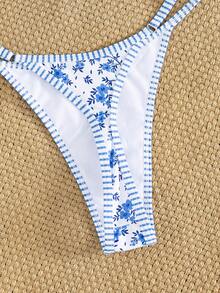 Swim Vcay 新款女士蓝色数码印花时尚比基尼套装 - 藍白色 - 查看 8