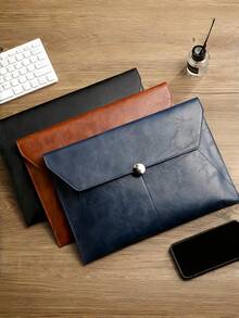 Faux Leather Document Bag, A4 Folder For Business & School Supplies, Information Organizer With Zipper, Portable Storage Pouch For Office, College, Teacher, Student, Back To School Essentials, Work & Travel Accessories - A4 - View 5