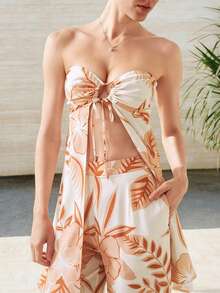 Airaco Women's All-Over Print Bandeau Top And Pants, Summer Vacation Style 2 Pieces Set - Multicolor - View 5