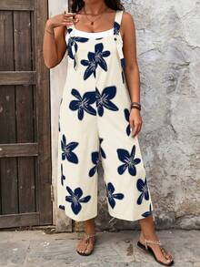 EMERY ROSE Plus Size Women Floral Print Casual Jumpsuit Pants - Multicolor - View 4