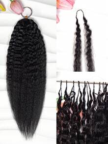Boho Braids 女士羽毛钩编真人发 50克/150克/250克 蓬松直发 预分离无结蓬松直发钩编假发 预环钩编真人发接发 - Natural Black - 查看 15