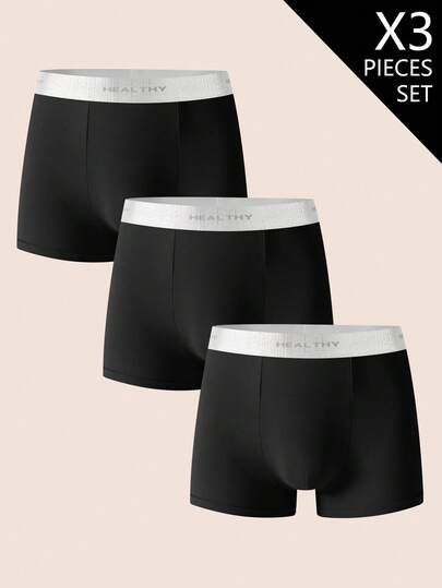 3 piezas/paquete Calzoncillos casuales de uso diario con estampado de letras para hombres