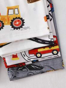 4 ensembles livraison aléatoire 2 ensembles, pyjamas ajustés fins pour garçons d'été, imprimé de voitures et d'avions de dessin animé, tissu doux et confortable extensible, haut à manches courtes et shorts 4 pièces - Multicolore - Voir 3