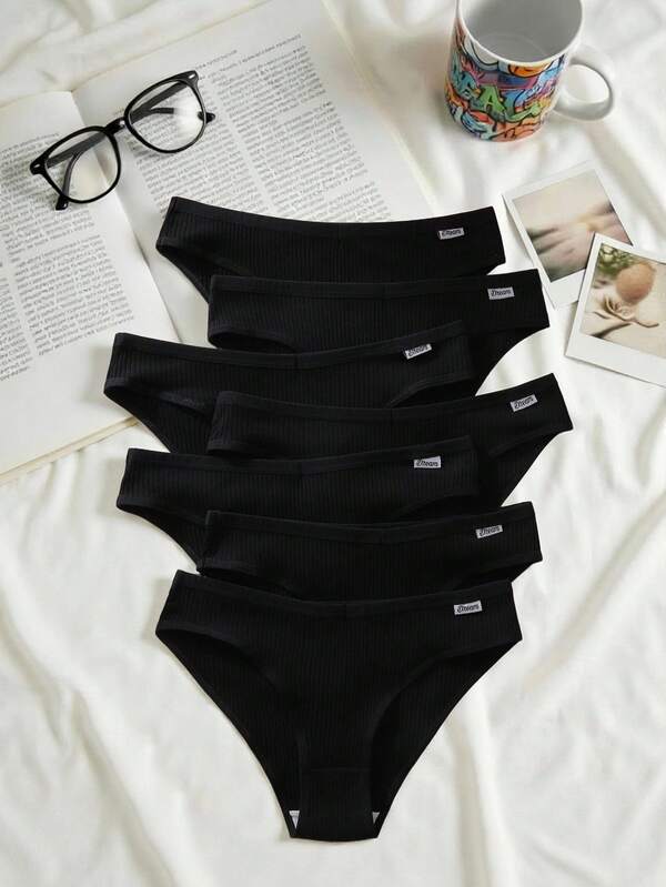 Lowkey Lull 7pcs Women's Comfortable Sports/Casual Triangle Panties, Simple & Fashionable For Daily Wear