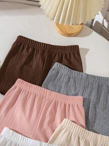 隨機發貨 2 件/8 件組 幼女羅紋針織服裝套裝，無袖內搭上衣與短褲淺粉色，柔軟基礎層，適合現代兒童穿著 - 彩色 - 查看 5