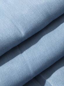 DAZY 女士露背吊带镂空系腰宽松牛仔连体裤 - 藍色 - 查看 7