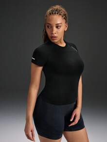 Voyena Plus Size Women Letter Print Fashionable Versatile Round Neck Sports Tank Top - Black - View 4