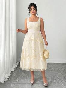 Plus Size Dresses - Apricot - View 4