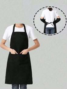 1/3/5/10PCS Women's Polyester Apron With Pockets Thickened Waistband Adjustable Neck Strap Simple Black Apron Suitable For Kitchen Cooking Housekeeping Cleaning Waitress Chef Workwear Restaurant Hotel Cafe Beauty Salon Art Painting Handicraft Gardening Barbecue Party - Multicolor - View 2