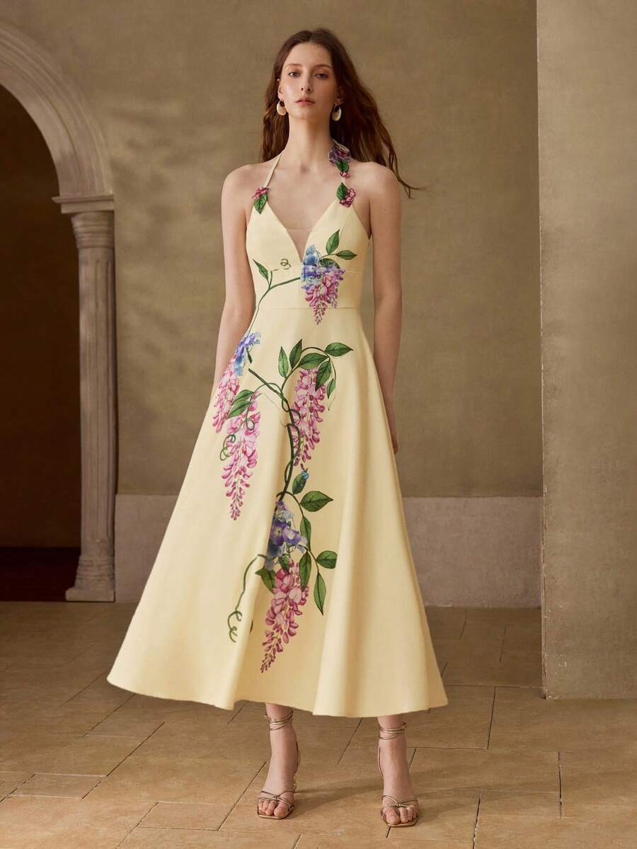 MOTF PREMIUM ELEGANT ELASTIC COMFORTABLE PRINTED & EMBROIDERED DRESS, SPRING/SUMMER - Multicolor - View 2