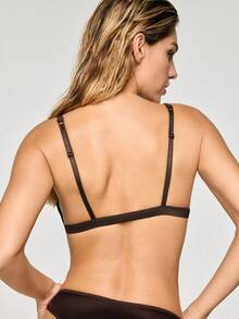 SHAPORA 一件装 前扣式摩卡色无钢圈聚拢文胸，带侧支撑，女士款 - 咖啡棕 - 查看 4