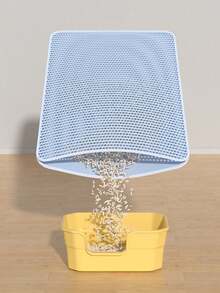 1 PIEZA ALFOMBRA PARA ATRAPAR LA ARENA DE GATO DE DOBLE CAPA DE EVA CON APERTURA ÚNICA LAVABLE PARA GATOS DE INTERIOR SUMINISTROS PARA MASCOTAS - Azul - Ver 3