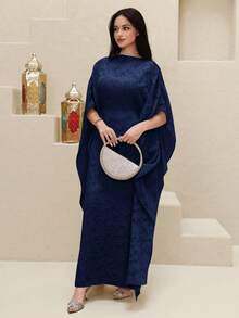 Đầm maxi Thổ Nhĩ Kỳ dành cho nữ và áo abaya truyền thống Ả Rập. - Màu xanh hải quân - Xem 7