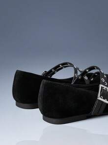 CUCCOO GRLICON 2026 Flat Shoes Square Toe Women's Shoes, Holiday Atmosphere, Summer Wear, A Must For Travel, Y2K, Cool Girl Night Out Wear - Black - View 3