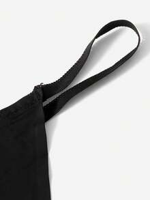 Women's Casual Comfy High Stretch Black Fabric Plain Ruched Thong Panties - Black - View 4