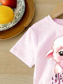 Letter Print Tee & Bike Shorts,Casual Vacation Clothing For Toddlers - Multicolor - View 4