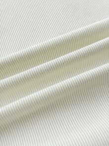 Conjunto de 2 piezas de top corto ajustado de punto con contraste de color, cuello azul marino y blanco, con pequeño logotipo bordado para niñas preadolescentes, compra 1 y llévate 1 gratis - Azul y blanco - Ver 4